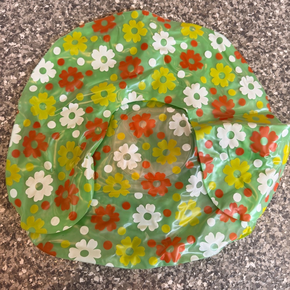 Vintage Style Floral Inflatable Baby Pool Float Green Orange Daisy Swim Ring